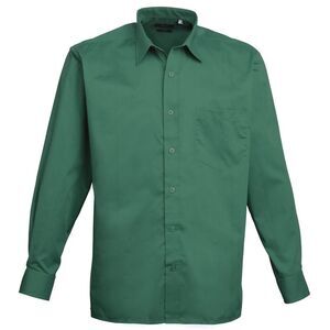 Premier Mens Long Sleeve Formal Plain Work Poplin Shirt / Emerald